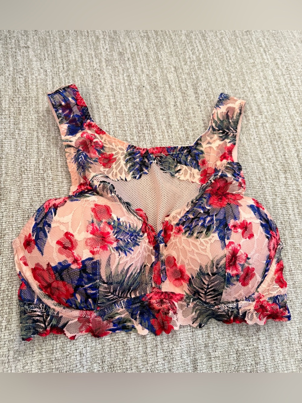 PINK Victoria's Secret Floral Lace Bralette in Pink, Red & Blue